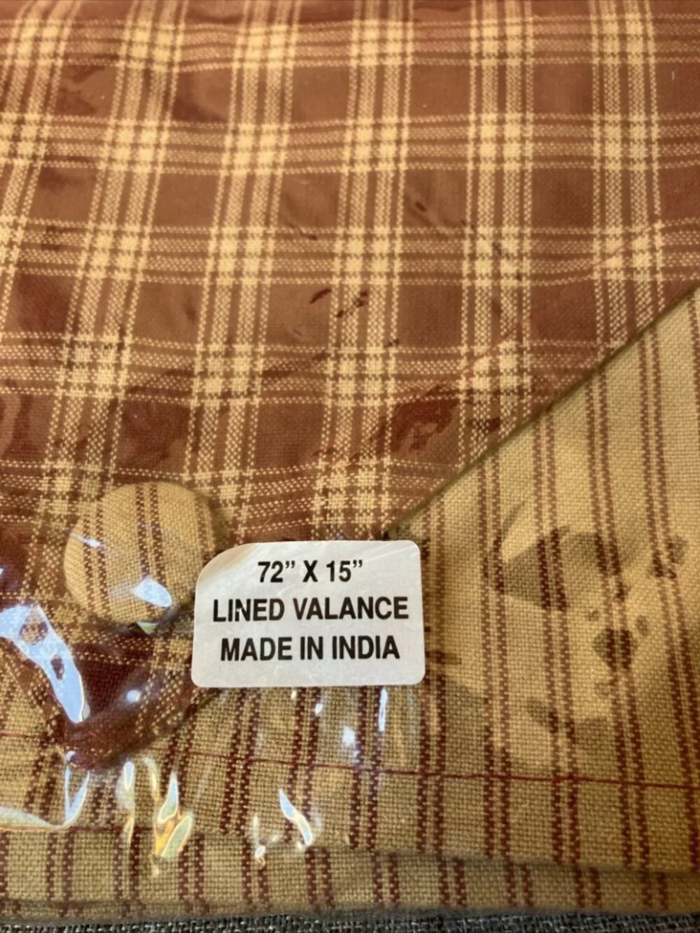 Sturbridge Point Valance in Wine Plaid/Stripe 72x15 Lined, New, Still in Package
